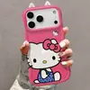 Pingente de celular de pelúcia com orelha de gato, adequado para capas de celular Apple 18pm, iPhone 16, fofo, 17, suporte duplo, 15, para meninas