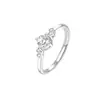 Anel S999 Prata Pura Amor Eterno Zircônia, Estilo Simples e Luxuoso, Ajustável, Anel Moderno e de Alta Qualidade