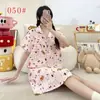 Camisola de manga curta para meninas, algodão nuvem fino de verão, comprimento médio abaixo do joelho, estilo princesa, fofa, roupa de dormir para estudantes, vestido para casa