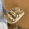 2026 Novos Chinelos Birkenstock Vermelhos de Solado Grosso Estilo Floresta para Mulheres, Sandálias Birkenstock Retro Fashion para Uso Externo