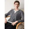 Suéter de Cachemira con Cuello en V de Temperamento Otoño Invierno para Mujer, Manga Larga, Botones, Tejido de Punto Holgado, Moda, Capa Interior, Capa Base, Suéter