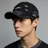 Gorra de Béisbol Estilo Coreano Four Seasons Bordado de Letras Retro Rasgada Protección Solar para Hombres Mujeres Sombrero de Pico Distressed Street Venta al por Mayor