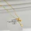 Collar de Ábaco Chapado en Oro Estilo Chino Paz y Alegría Cadena para Clavícula Joyería Elegante Moda Versátil
