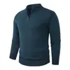 Suéter de Color Sólido para Hombre Otoño e Invierno con Media Cremallera y Cuello Alto Casual de Negocios Cuello Acanalado Pulóver Cálido Capa Base de Punto