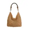 Bolso de Hombro Tejido Estilo Perezoso de Verano para Mujer 2025 Nuevo Gran Capacidad Bolso Tote con Corte para Vacaciones en la Playa