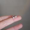 Pendientes de aro con forma de trébol de cuatro hojas para oreja, con forma de uña, de plata de ley s925 para mujer, con tornillo, sencillos y pequeños, combinables.