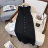 Vestido midi de punto por encima de la rodilla para mujer, jersey de otoño e invierno, estilo coreano, holgado, a la moda, combina con todo, aspecto ajustado, talla grande