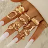 Joyería Yongge Anillos Abiertos Irregulares de Moda y Únicos Conjunto de Anillos de Superficie Lisa Exagerada con Línea de Lava Irregular