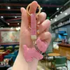 Llavero Colgante de Bulldog Francés de Dibujos Animados de Moda con Diamantes Completos Pequeño Regalo Estilo Coreano Brillante Decoración de Llavero de Coche