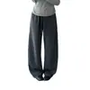 Pantalones deportivos de chándal anchos y holgados para otoño 2026 Moda callejera americana con cordón, microcurvados, casuales
