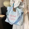 Bolsa Grande de Otoño 2025 para Estudiantes y Viajes Diarios, Bolso Tote de Mano para Mujer, Bolso de Hombro con Bordado de Letras, Bolso Cruzado