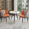 Conjunto de Mesa e Cadeiras de Lazer para Varanda da Moda, Mesa Redonda Simples de Camada Dupla para Recepção e Negociação, Uma Mesa e Duas Cadeiras, Conjunto de Três Peças para Receber Convidados