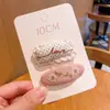 Pinza para el Pelo de Niña Estilo Coreano a Cuadros con Flequillo Nuevo Bordado de Tela de Dibujos Animados Rosa Linda Pasador Lateral