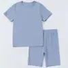 Conjunto de Pijama de Manga Corta de Fibra de Bambú Transfronterizo para Niños Pequeños y Medianos, Verano Delgado Estampado de Dibujos Animados Ropa de Casa Conjunto de Dos Piezas