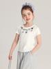 Pudding Haru Ropa para Niños Camiseta de Manga Corta para Niñas Verano 2025 Nuevo Estilo Infantil Simple y Versátil Cuello Redondo Estampada