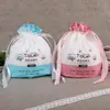 Em estoque rolo de toalha de limpeza toalha bolsa com cordão bolsa de embalagem de toalha facial descartável bolsa com cordão transparente fosca portátil