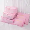 Bolsa de almacenamiento de viaje estilo coreano, juego de seis piezas, bolsa organizadora de ropa impermeable, equipaje de malla fina engrosada, juego de 6 piezas