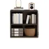 Estante de Livros Rack de Armazenamento de Chão Sala de Estar Lateral de Sofá Gabinete de Grade Armário de Armazenamento Preto Armário de Armazenamento de Parede Estante de Livros Gabinete Baixo