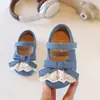 Zapatos de Cuero Estilo Coreano Inspirados en Chanel para Niñas, Nuevos Modelos Primavera y Otoño con Lazo, Zapatos de Princesa para Niños Pequeños, Mocasines de Moda con Velcro