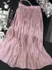 Falda A-Line de Cintura Alta con Aspecto Adelgazante Drapeado y Plisado de Estilo Retro Gasa Chifón Iridiscente Brillante de Alta Gama Falda Plisada