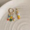 Aretes retro coloridos con cuentas de esmalte de colores para mujer, diseño de nicho, aretes de perlas de agua dulce, personalidad moderna, estilo ins, joyería para la oreja