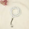 Cerámica de Jingdezhen Cerámica de Amor Cerámica Tradicional Étnica Collar de Tres Círculos Pulsera Apilada con 108 Cuentas Serie de Color Sólido