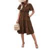Amazon estación independiente verano ocio vacaciones popular moda personalidad transfronteriza manga corta estampado leopardo vestido
