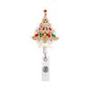 Porta credencial de enfermera con hebilla elástica de metal para Navidad, diseño de corona de árbol de Navidad, fácil de tirar, regalo