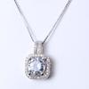 Colar com pingente de diamante quadrado de cristal brilhante Zircônia coreano corrente de clavícula simples japonesa e coreana colar curto banhado a prata para mulheres