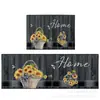Alfombrilla de Cocina de Terciopelo de Cristal de Girasol Amazon Transfronteriza Felpudo para Puerta de Entrada Felpudo Impreso Alfombra de Piso Larga de Dos Piezas