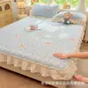 Funda de Cama Acolchada de Encaje Grueso Leche Polar Estilo Fresco Protector de Colchón Forrado de Polar Individual Pieza 4