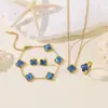 Pulsera, Pendientes, Anillo de Trébol de Cuatro Hojas de Nácar de Doble Cara de 13 mm de Venta Caliente Transfronteriza, Juego de Cuatro Piezas al por Mayor desde el Fabricante
