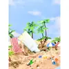 Adereços de Foto de Praia em Miniatura Mini Cenário Construção Estilo Férias de Verão na Praia Janela de Exibição com Fundo de Coqueiro