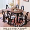 Mesa de jantar em madeira maciça, mesa de jantar extensível estilo francês vintage 1.2/1.3 e conjunto de cadeiras, mesa dobrável de freixo para apartamento pequeno