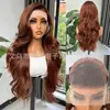Peluca Frontal Transparente 13*4 Cabello Largo Rizado Natural Realista Cabello Humano Fibra Sintética de Seda de Alta Temperatura Pelucas pelucas