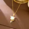 Collar con Colgante de Zirconia de Diamante Completo de Zorro Pequeño para Mujer, Nuevo Estilo Coreano y Japonés, Lindo y Moderno, Cadena de Clavícula Personalizada para el Trabajo al por Mayor