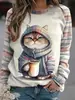 Ropa de Mujer Transfronteriza Europea y Americana Venta Caliente Nuevo Estampado Digital 3D Conejo de Navidad Lindo Jersey de Cuello Redondo Camiseta de Manga Larga