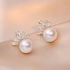 Pendientes de perla y circonita estilo coreano para mujer, sencillos, elegantes, retro, de plata S925, con aguja, estilo Hong Kong, de red de moda, rojos