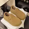 Mocasines de suela gruesa para mujer, botas de nieve forradas de felpa para otoño e invierno, zapatos de algodón, zapatos Birkenstock sin cordones de nuevo estilo 2026
