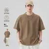 Camiseta para Hombre, Nuevo Estilo de Verano, Algodón Jelly de Modal, Moderna, Holgada, Transpirable, Informal, Versátil, de Manga Corta, Camiseta de Cuello Redondo para Hombre