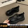 Elegantes zapatos de cuero para mujer estilo británico, nuevos mocasines de suela gruesa para primavera y otoño 2026, zapatos negros estilo universitario para mujer