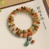 Pulsera de Semillas de Bodhi Estilo Chino con Cuentas de Ábaco y Semillas de Bodhi de Jade Blanco, Pulsera de Doble Círculo para Mujeres, Venta al por Mayor