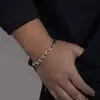 Pulseira de Abertura Transfronteiriça Europeia e Americana Masculina e Feminina Metal Prata Antiga Pulseira Retro Simples Escultura de Bambu Pena Atacado