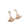 Pendientes de Plata 925 con Forma de Abanico para Mujer, Pendientes Elegantes de Lujo Ligero de Alta Gama, Pendientes de Diseño Exquisito Explosivos Nuevos 2024