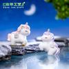 Paisagem em miniatura criativa boneca unicórnio fofa acessórios para decoração de bolo de assar ornamentos mini para carro e mesa