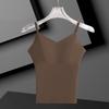 Nueva camisola elástica para mujer, traje pequeño de otoño, camisa básica ajustada, belleza interior, sujetador de espalda, top integrado, moda