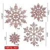 Decorações de Natal Amazon Novas Transfronteiriças Floco de Neve com Glitter Floco de Neve de Plástico Branco Decoração de Árvore de Natal Floco de Neve