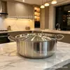 Olla para Salsa Engrosada Sin Recubrimiento, Olla para Fideos, Olla para Estofar, Mango Único, Doble Mango, Uso Doméstico y Comercial, Fondo Compuesto, Sin Recubrimiento