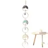 Atrapasol de Grava de Cristal Natural Color 6 Anillos Redondos Pequeños Campana de Viento Hecha a Mano Colgante Decorativo