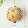 Nuevo producto transfronterizo: Adorno de bola de Navidad de tela de 8 cm con diamantes, decoración de árbol de Navidad DIY, adorno colgante de bola individual de espuma cubierta de tela